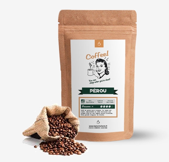 Café Pérou - 100% arabica, bio et équitable - Grains - 5 kg